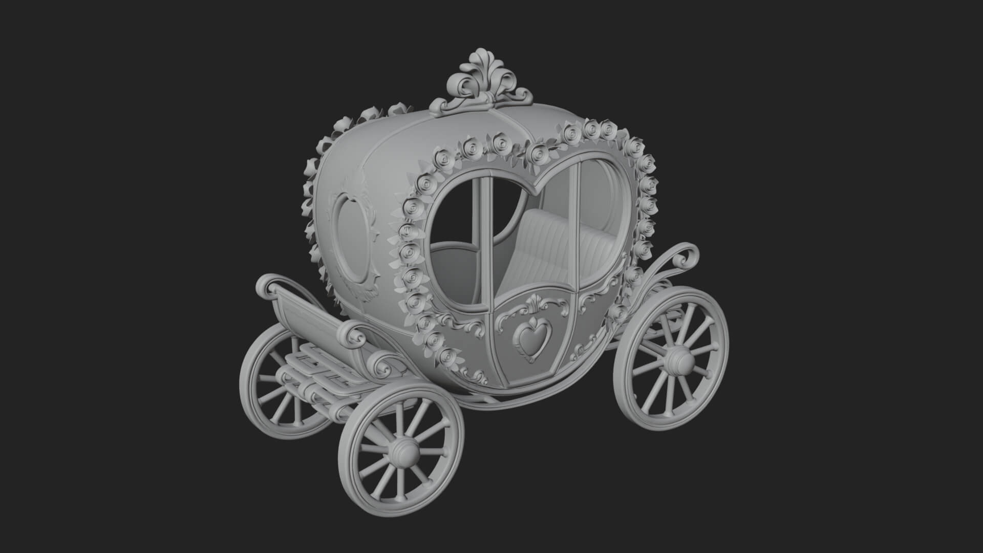 Royal Fairy Tale Carriage Model Design 3 3D Print Model 3D Model