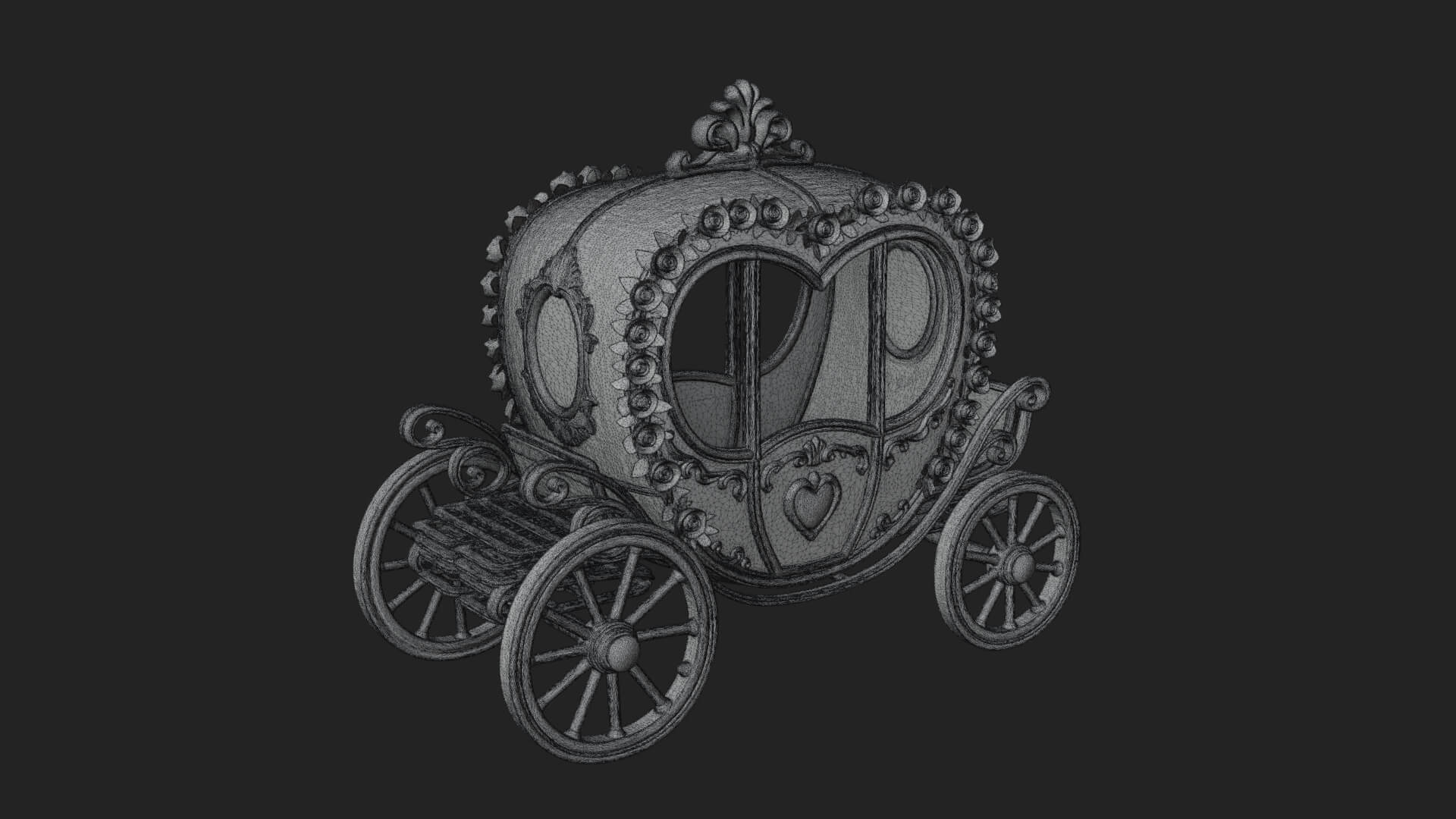 Royal Fairy Tale Carriage Model Design 3 3D Print Model 3D Model