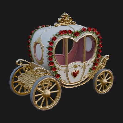 Royal Fairy Tale Carriage Model Design 3 3D Print Model
