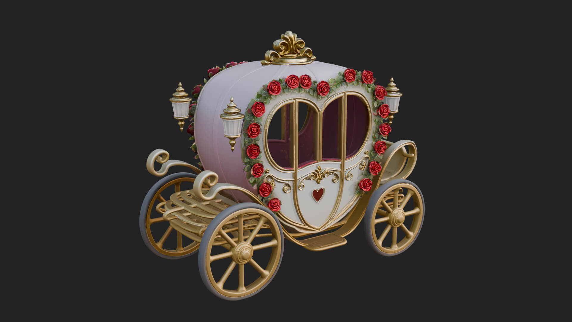 Royal Fairy Tale Carriage Model Design 4 3D Print Model 3D Model