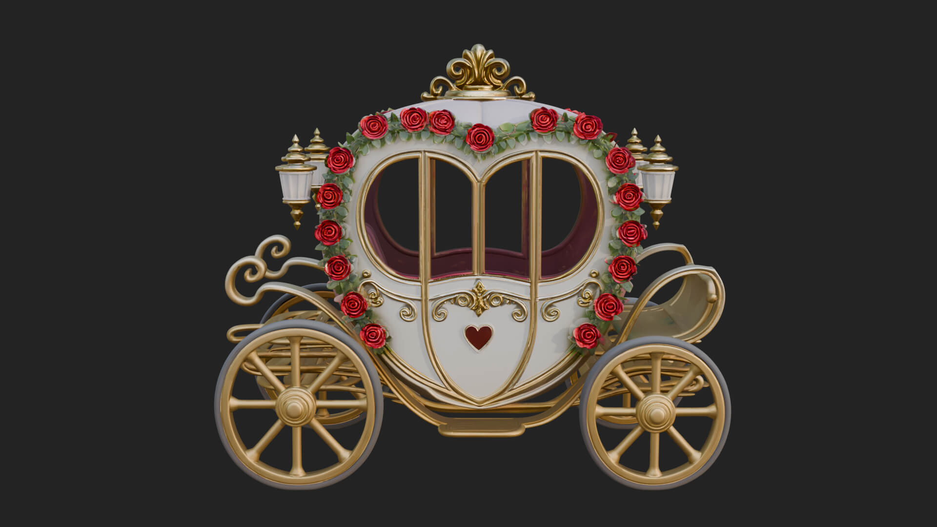 Royal Fairy Tale Carriage Model Design 4 3D Print Model 3D Model