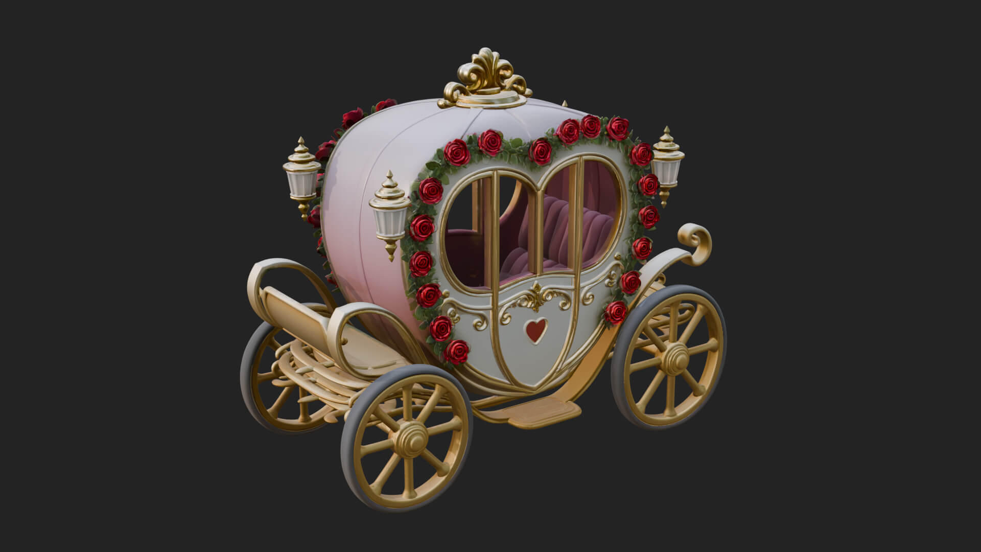 Royal Fairy Tale Carriage Model Design 4 3D Print Model 3D Model