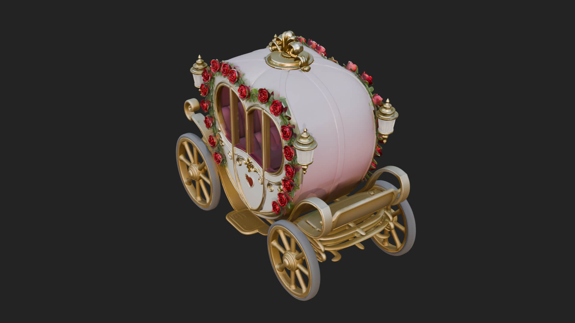 Royal Fairy Tale Carriage Model Design 4 3D Print Model 3D Model