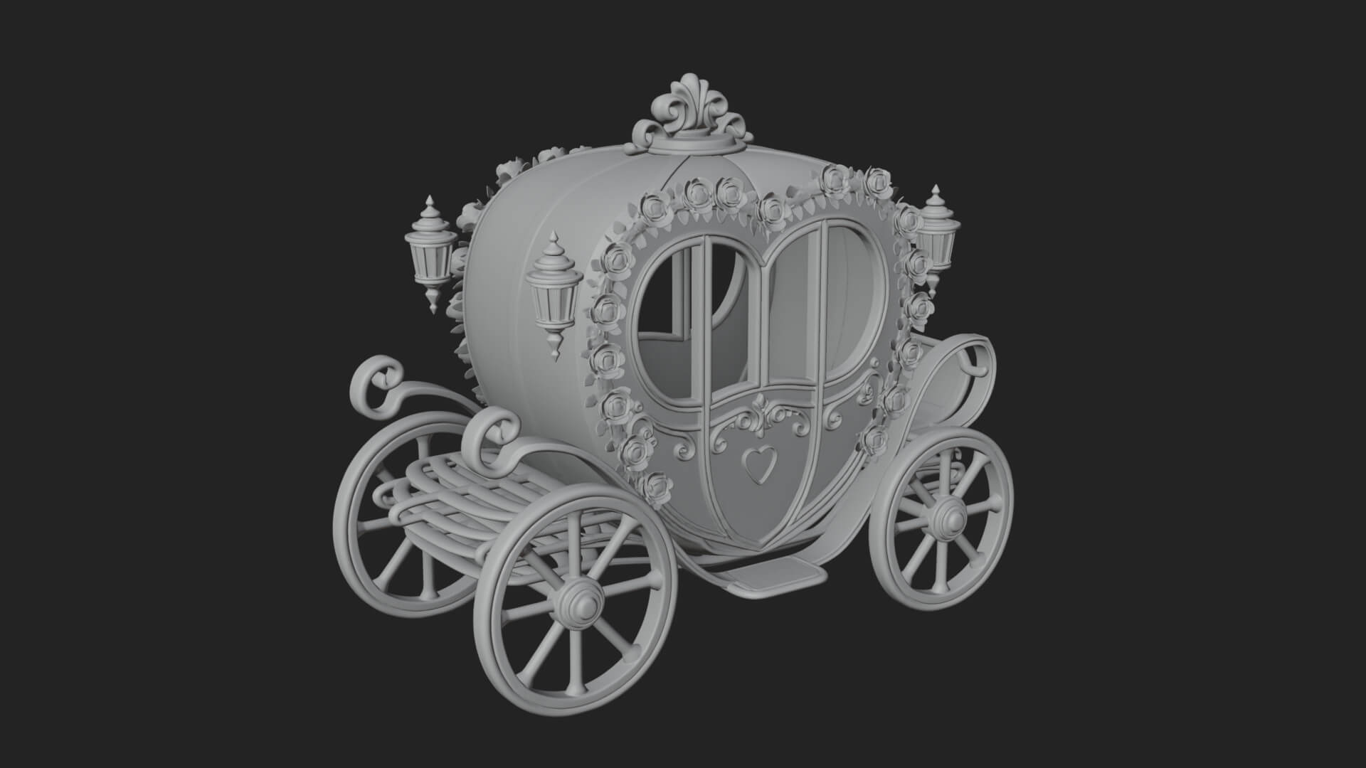 Royal Fairy Tale Carriage Model Design 4 3D Print Model 3D Model