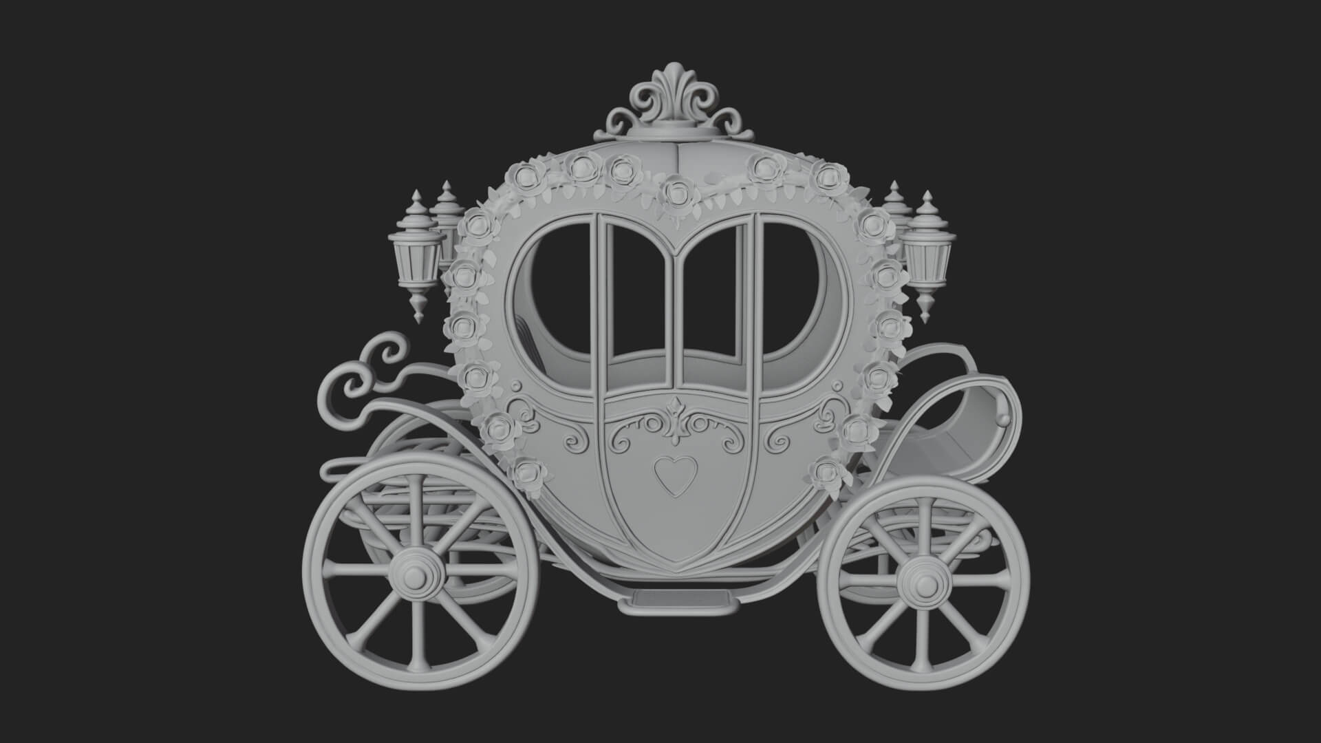Royal Fairy Tale Carriage Model Design 4 3D Print Model 3D Model
