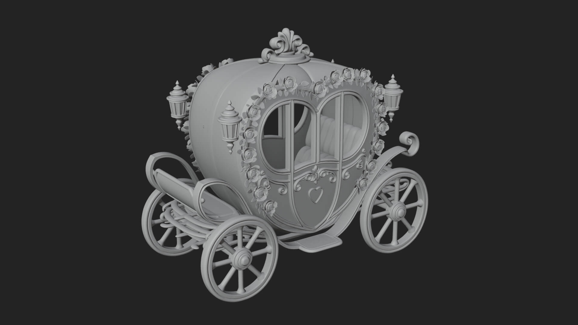 Royal Fairy Tale Carriage Model Design 4 3D Print Model 3D Model