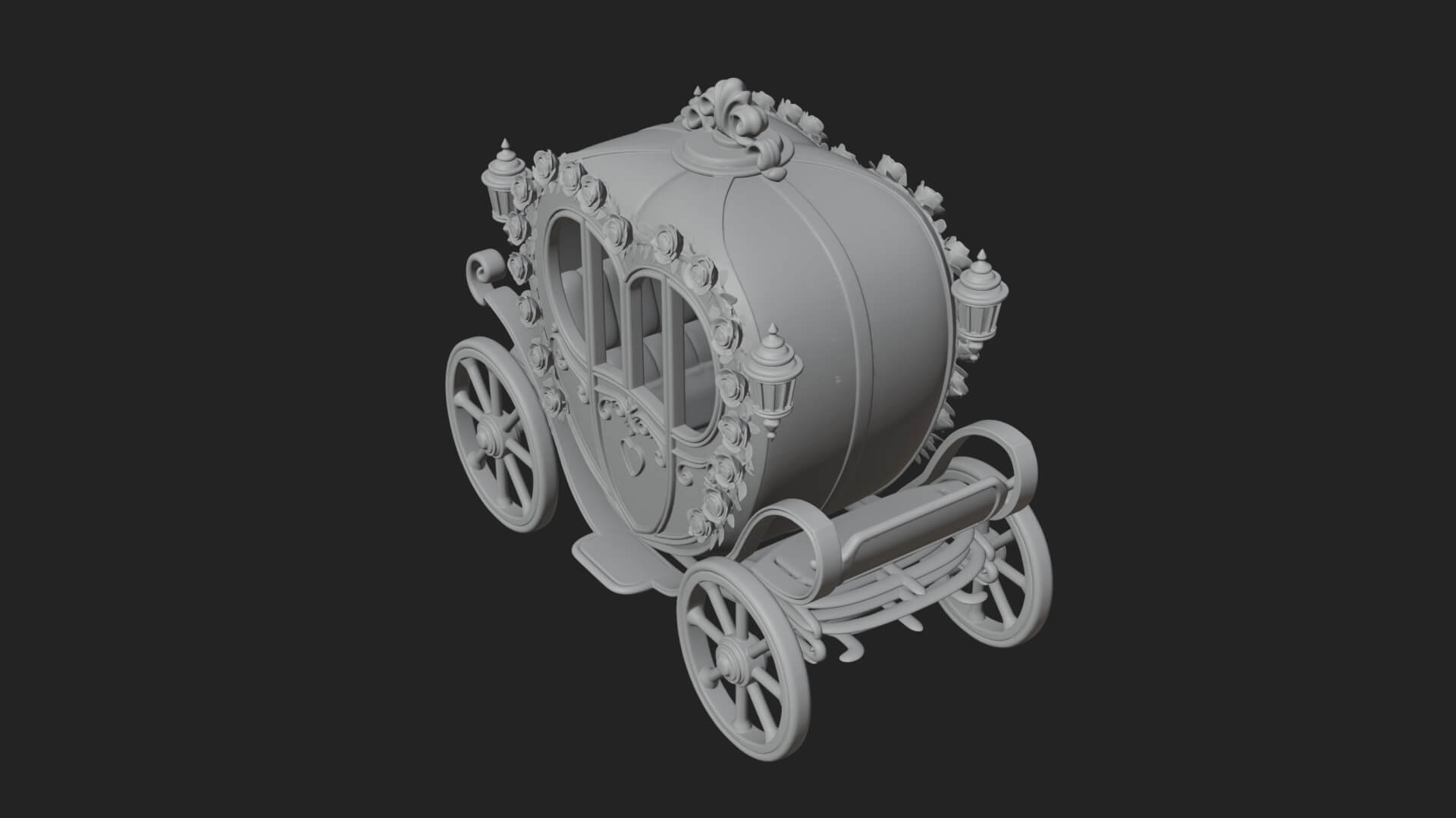 Royal Fairy Tale Carriage Model Design 4 3D Print Model 3D Model