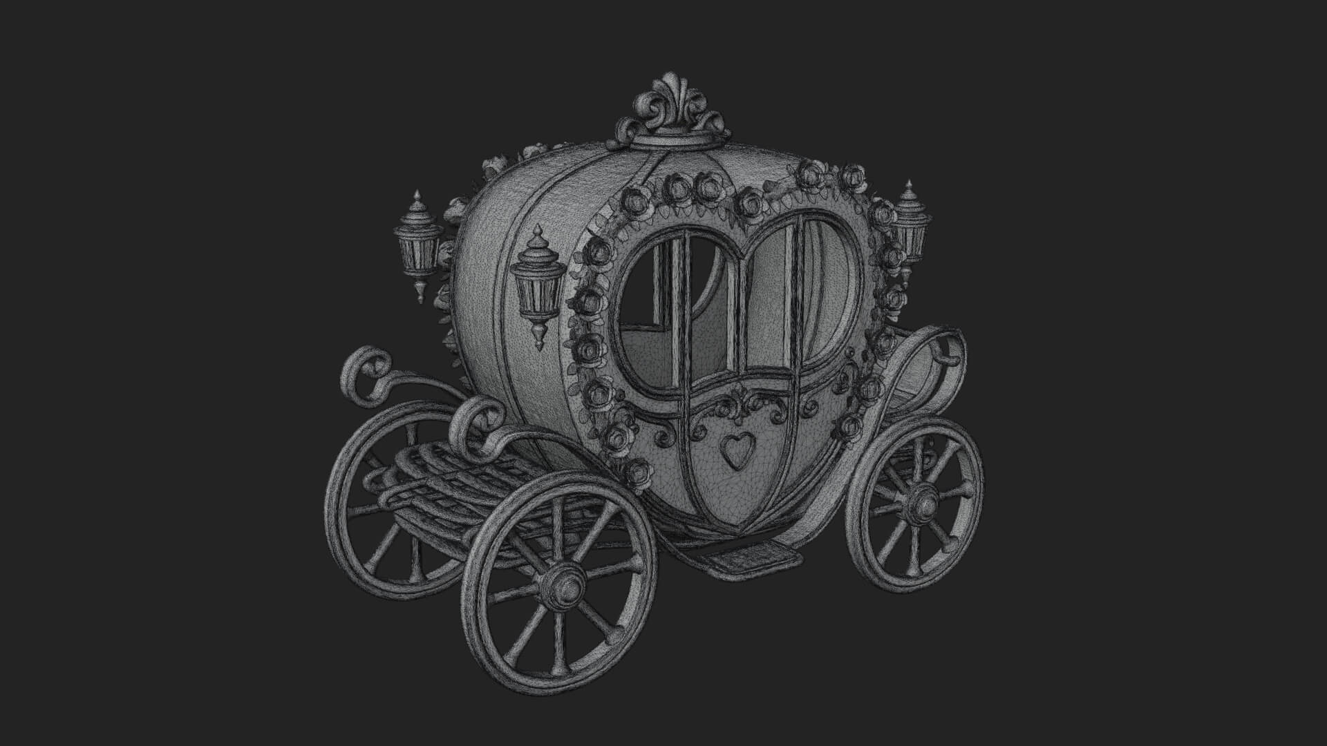 Royal Fairy Tale Carriage Model Design 4 3D Print Model 3D Model