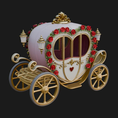 Royal Fairy Tale Carriage Model Design 4 3D Print Model