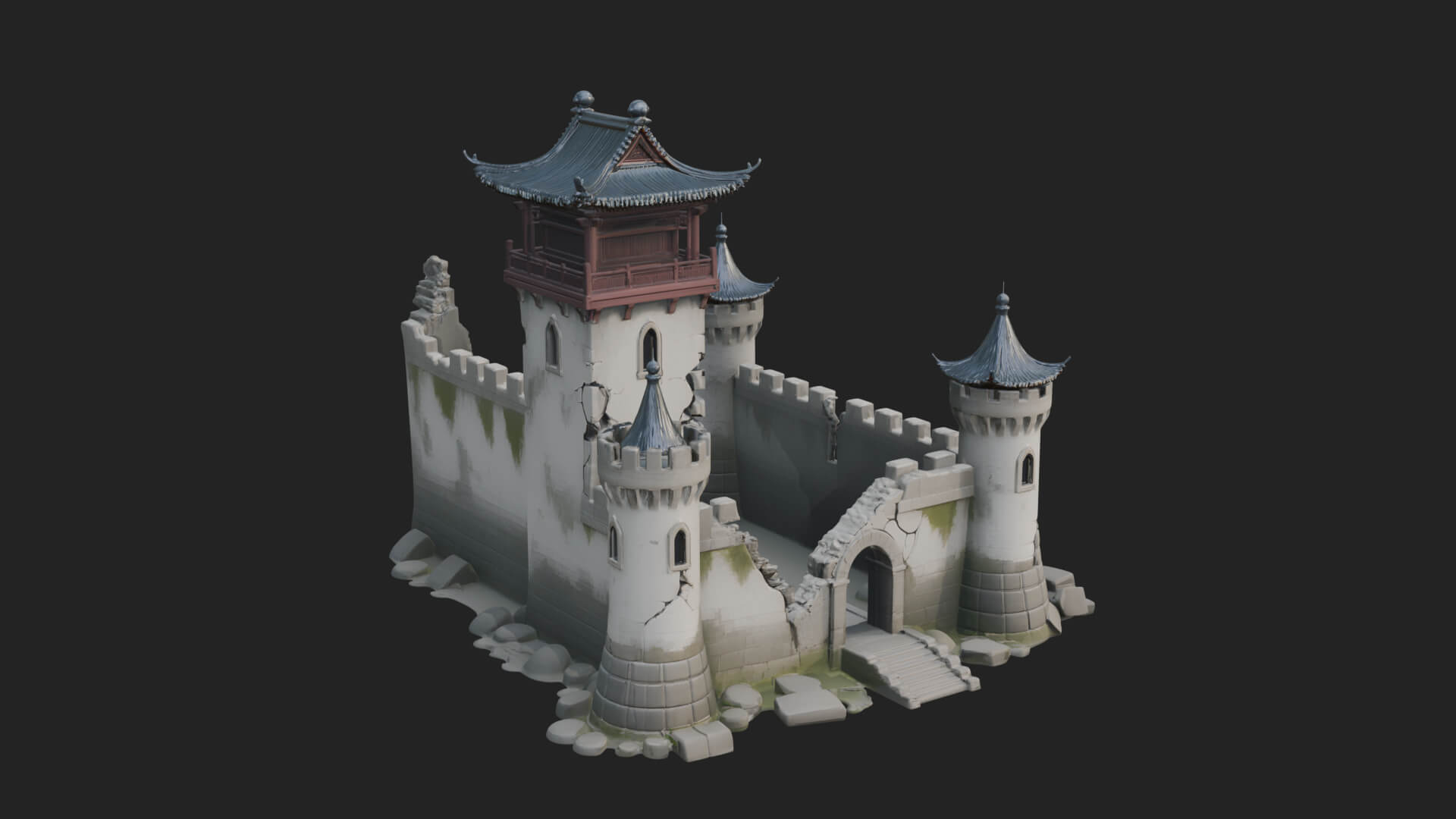 Ruined Castle Keep Design 4 3D Print Model 3D Model