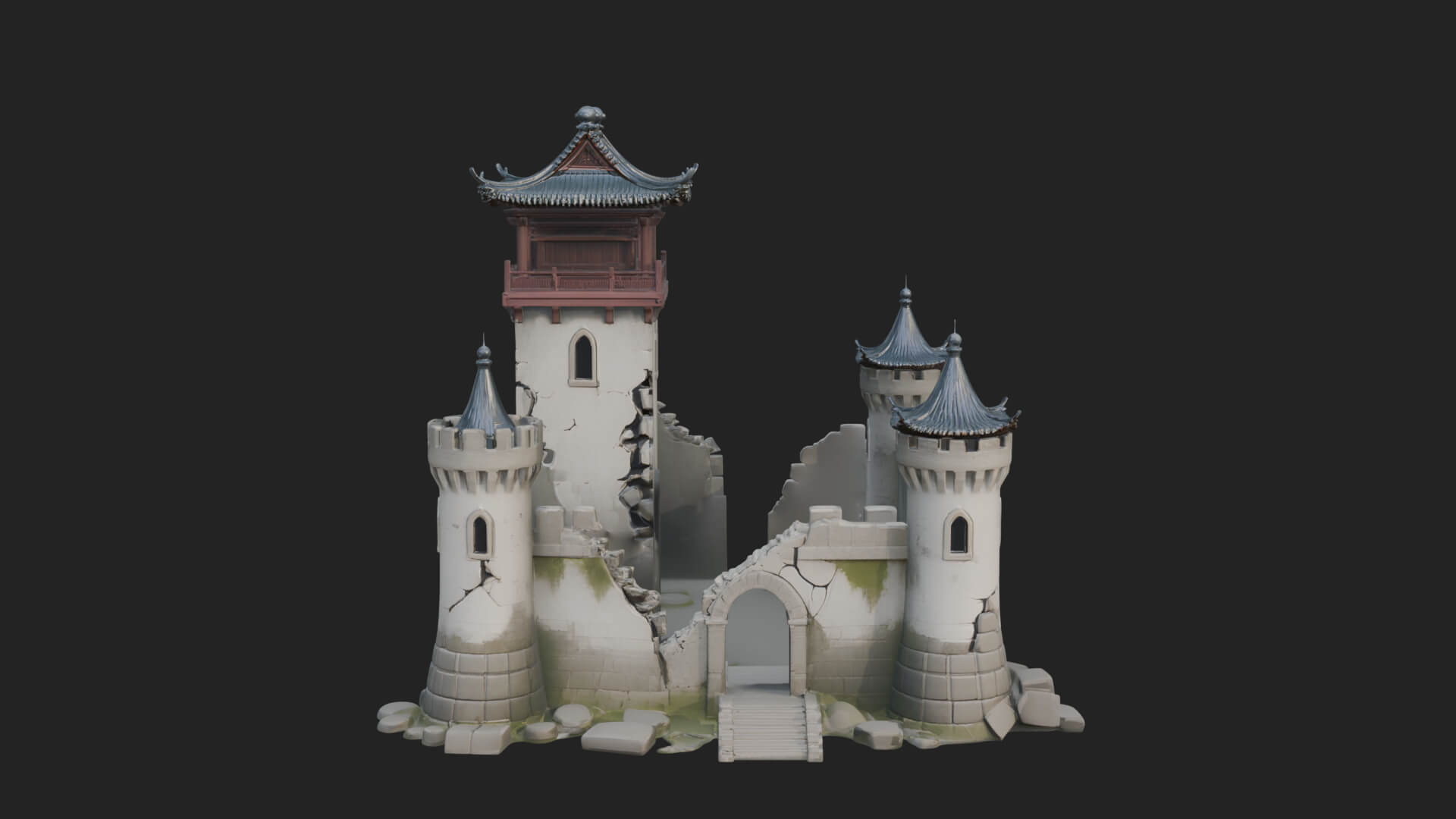 Ruined Castle Keep Design 4 3D Print Model 3D Model