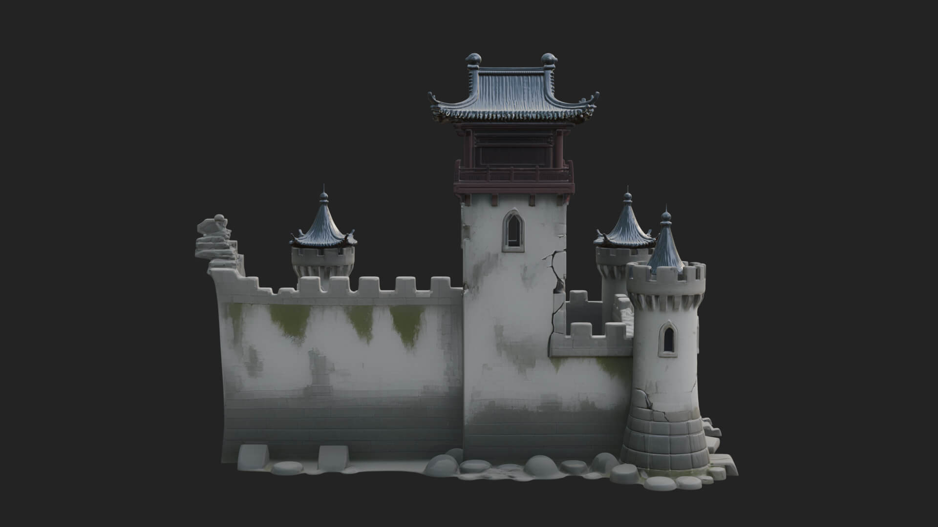 Ruined Castle Keep Design 4 3D Print Model 3D Model