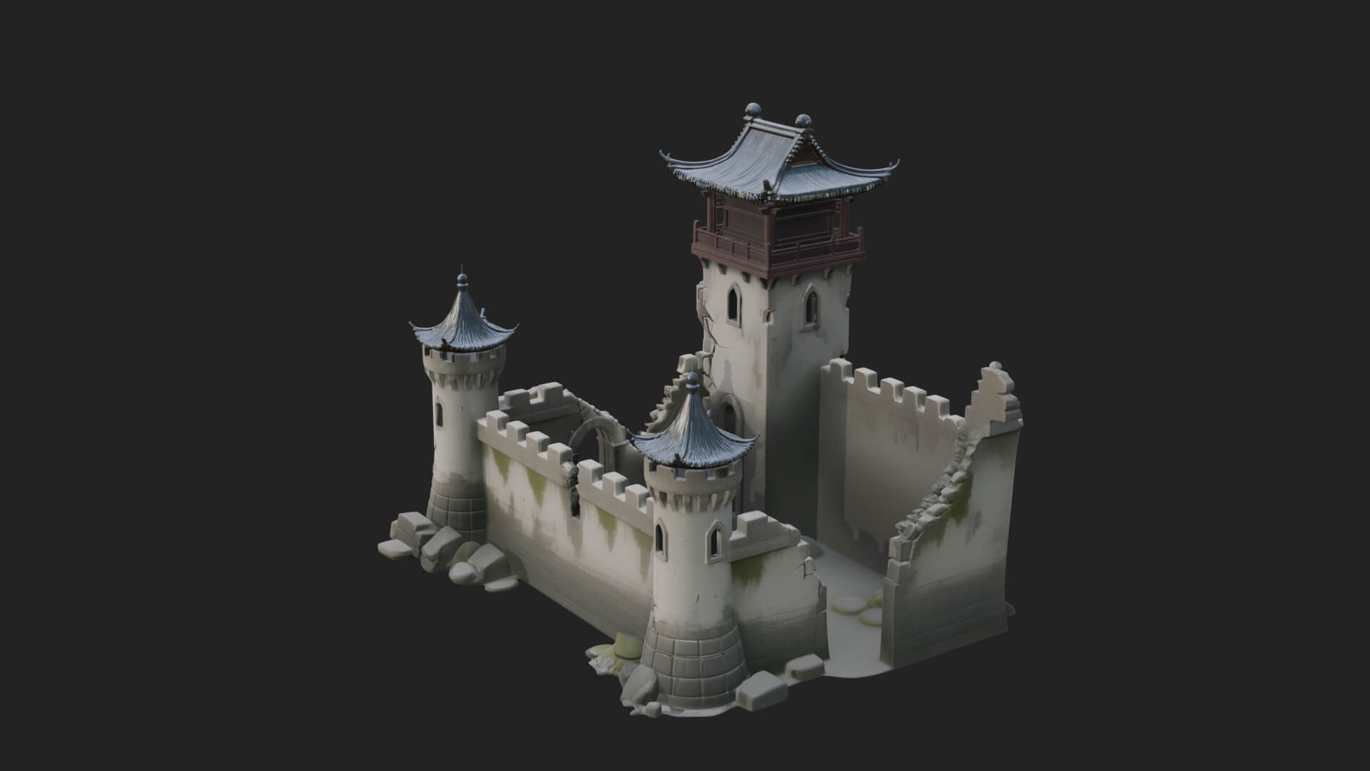 Ruined Castle Keep Design 4 3D Print Model 3D Model