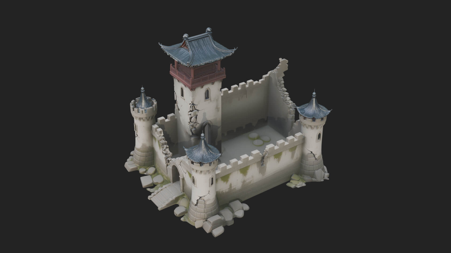 Ruined Castle Keep Design 4 3D Print Model 3D Model
