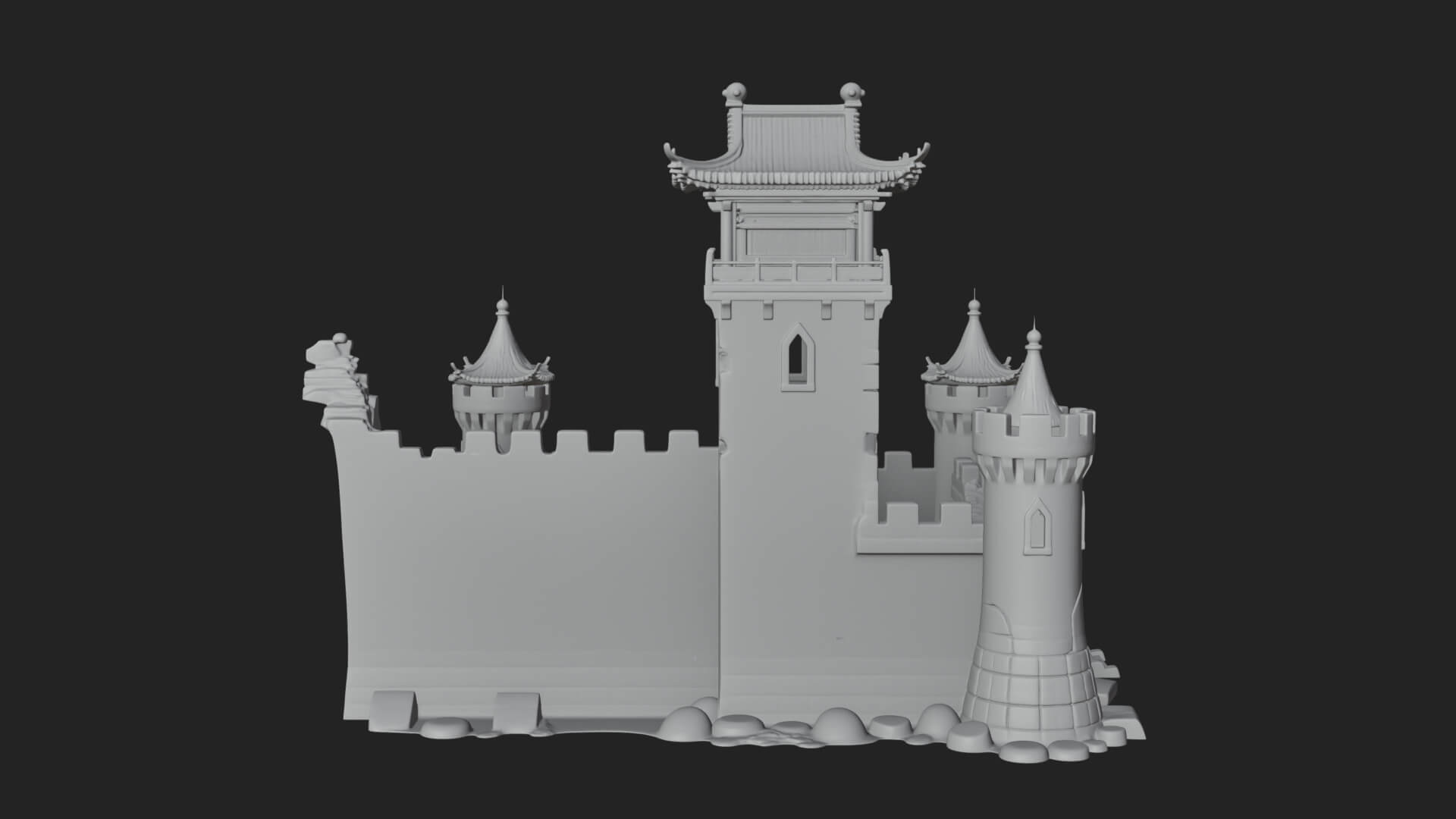 Ruined Castle Keep Design 4 3D Print Model 3D Model