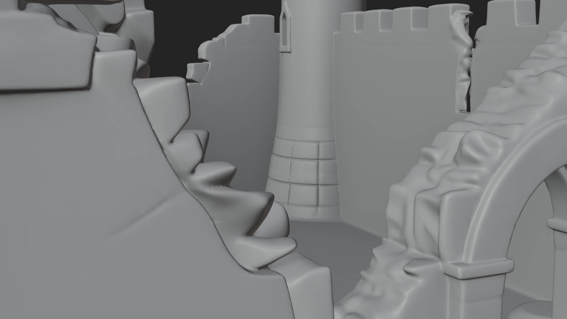 Ruined Castle Keep Design 4 3D Print Model 3D Model