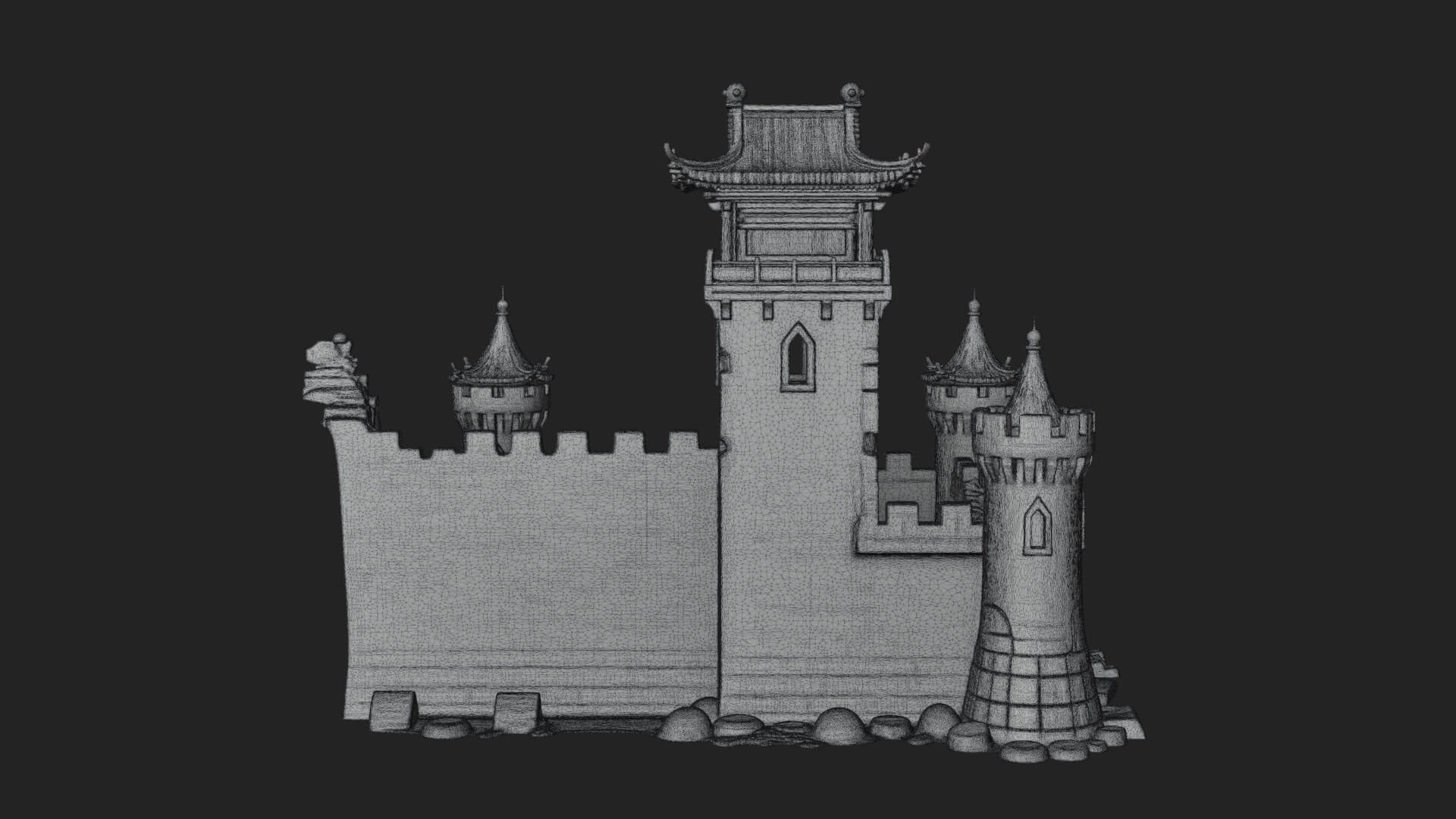 Ruined Castle Keep Design 4 3D Print Model 3D Model