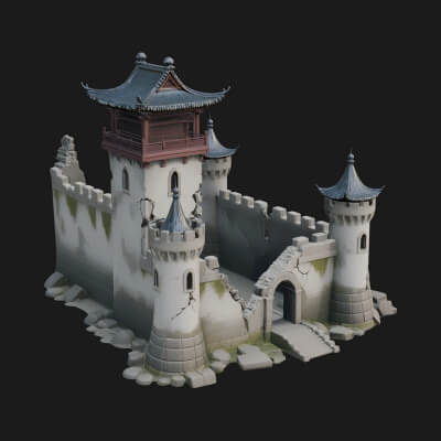 Ruined Castle Keep Design 4 3D Print Model
