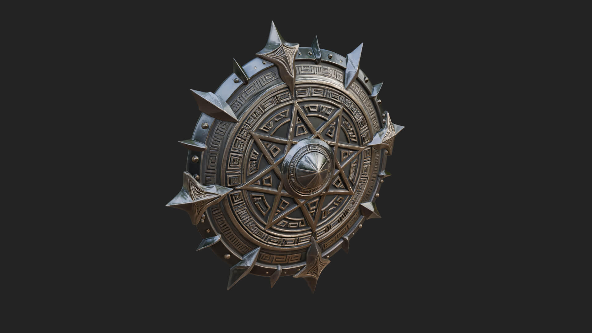 Rune Star Spiked Shield Model Design 1 3D Print Model 3D Model