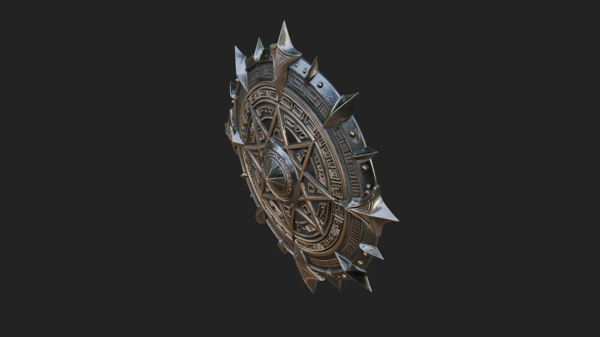 Rune Star Spiked Shield Model Design 1 3D Print Model 3D Model