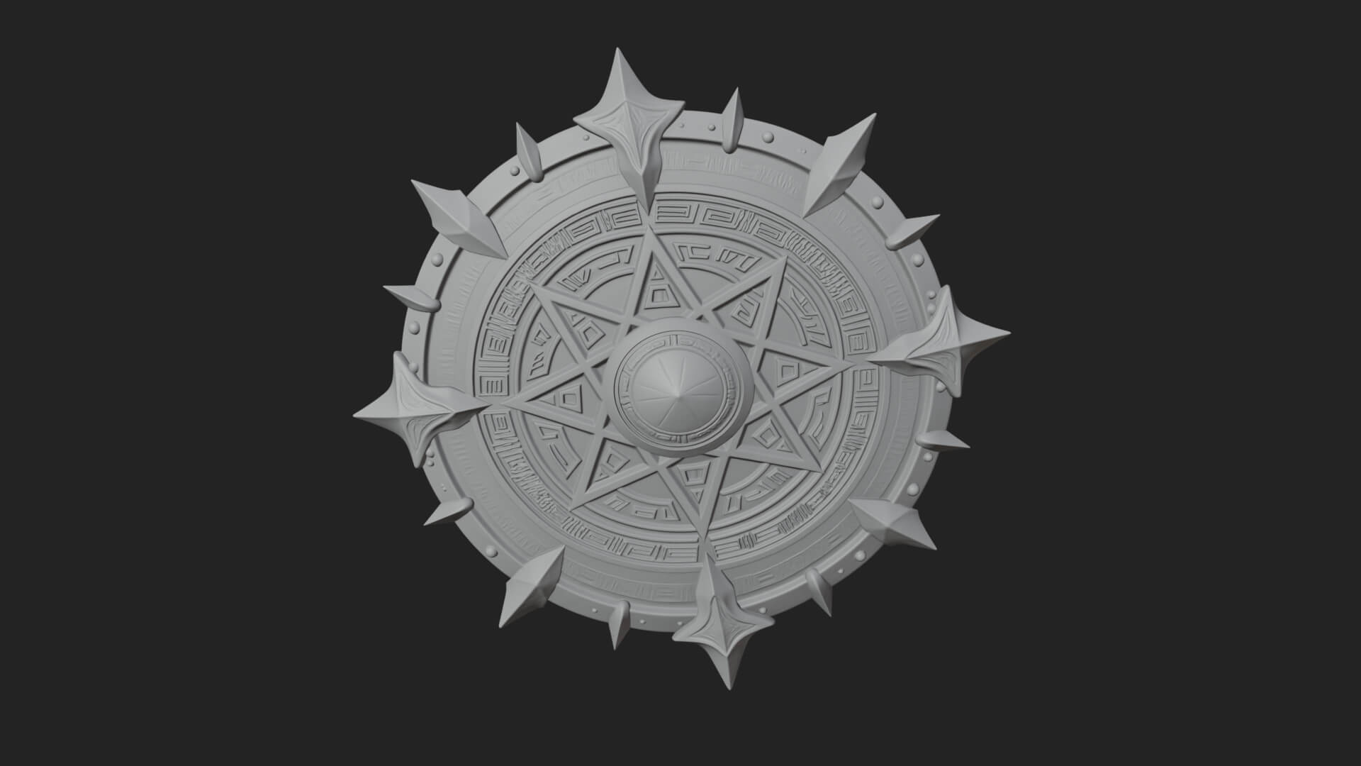 Rune Star Spiked Shield Model Design 1 3D Print Model 3D Model