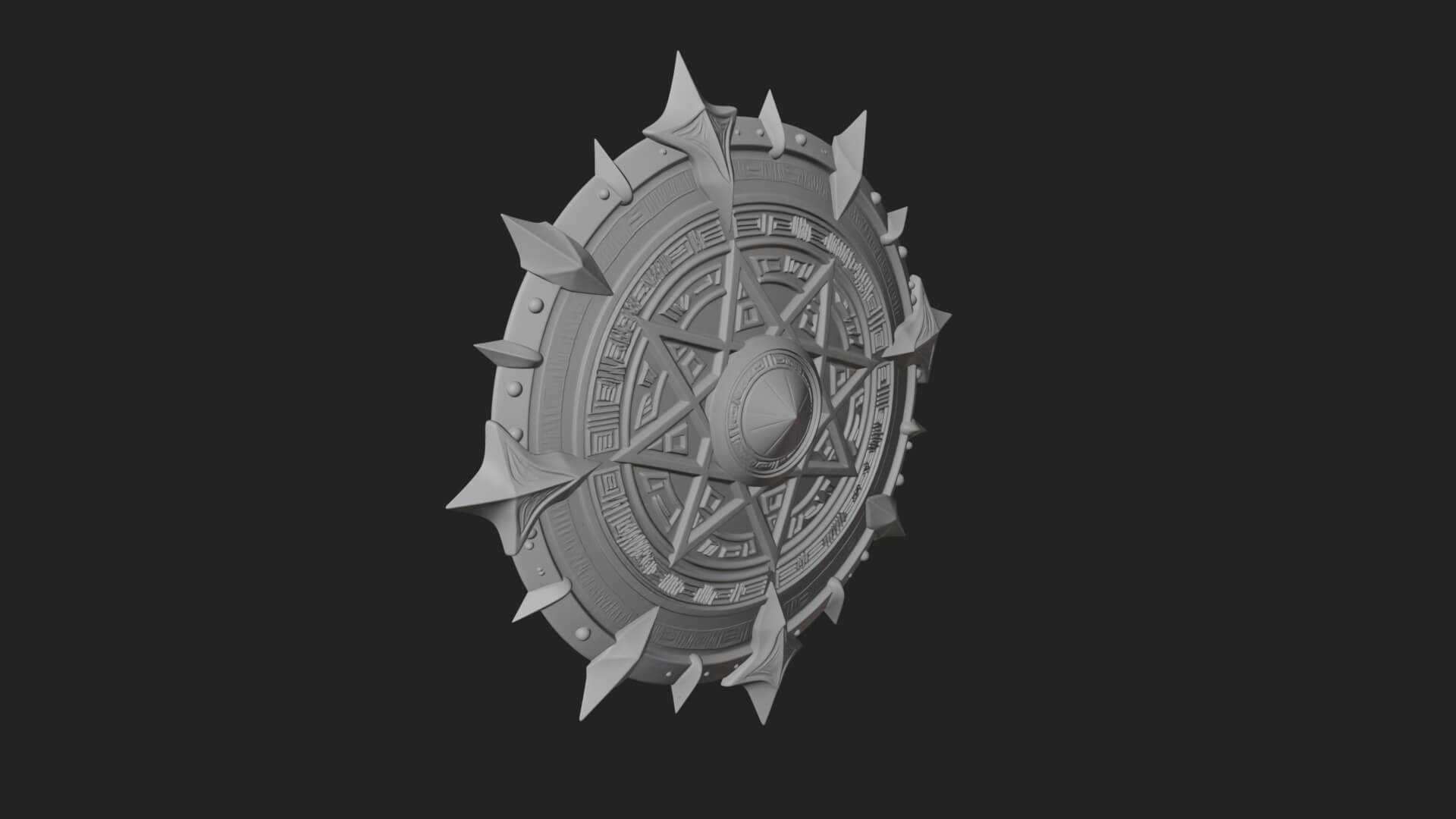 Rune Star Spiked Shield Model Design 1 3D Print Model 3D Model