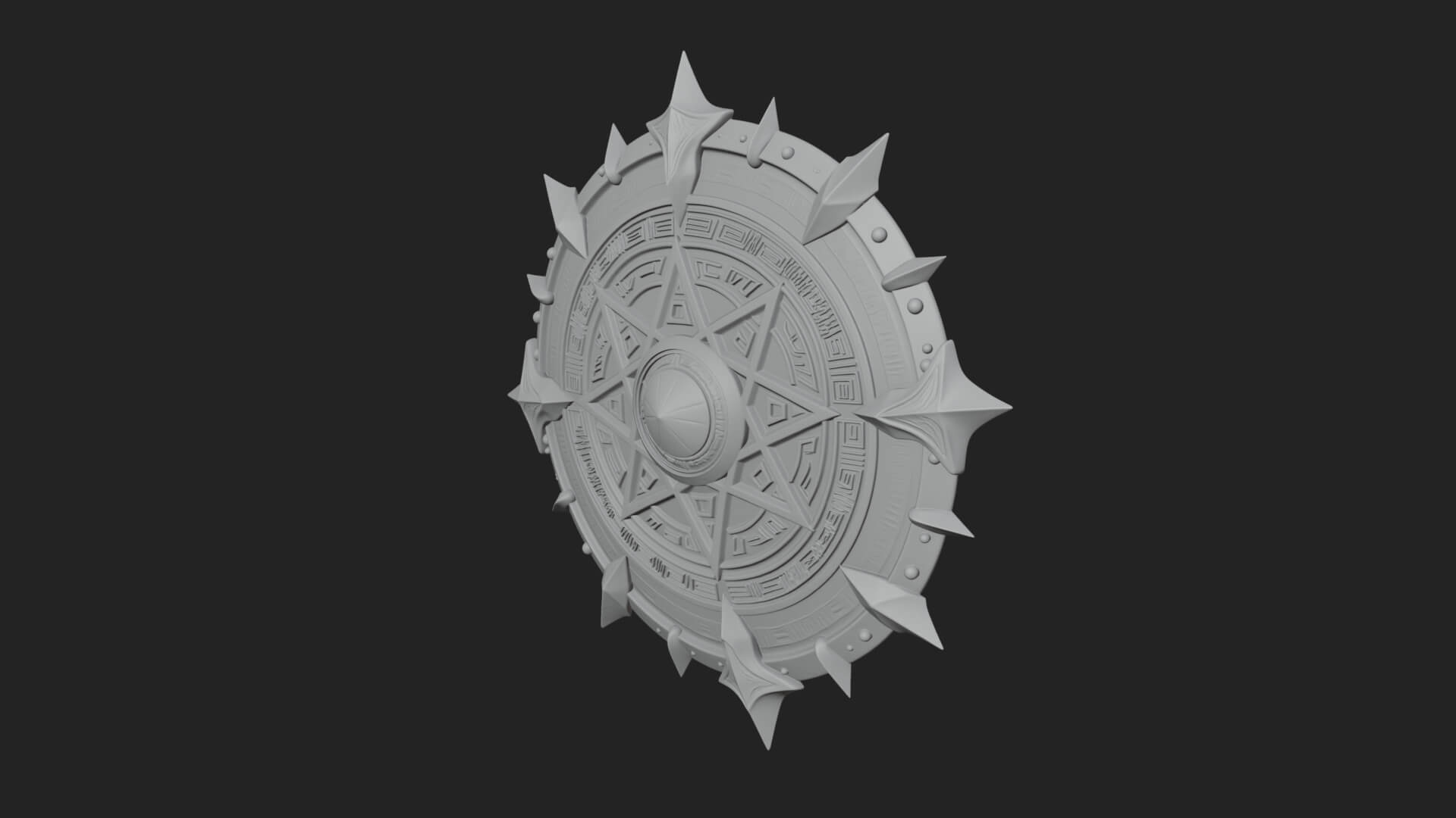 Rune Star Spiked Shield Model Design 1 3D Print Model 3D Model