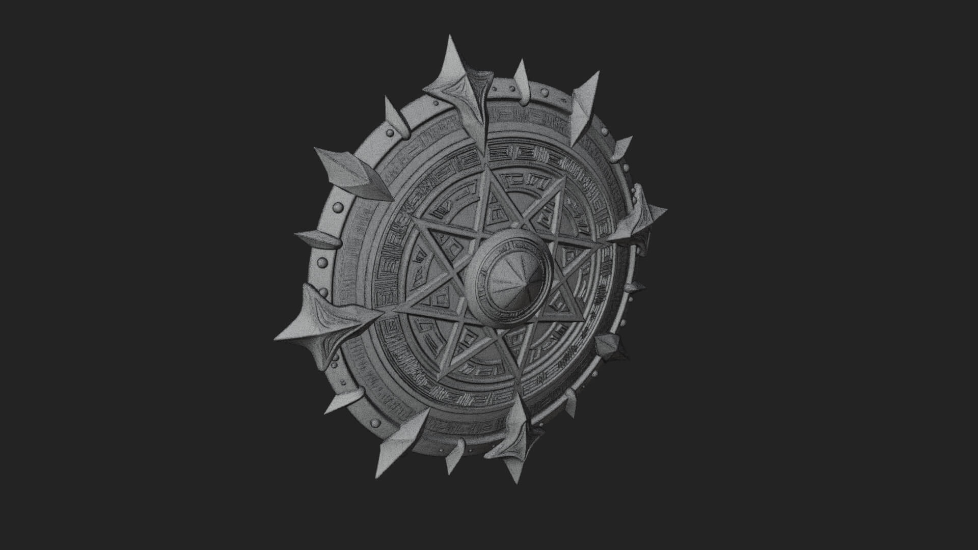 Rune Star Spiked Shield Model Design 1 3D Print Model 3D Model