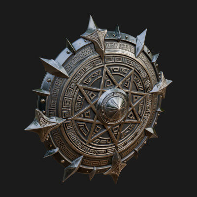 Rune Star Spiked Shield Model Design 1 3D Print Model