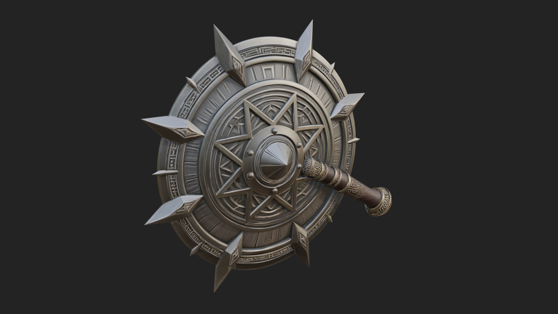 Rune Star Spiked Shield Model Design 2 3D Print Model 3D Model