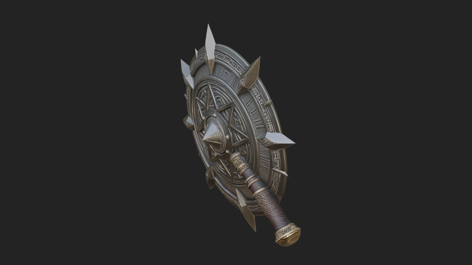 Rune Star Spiked Shield Model Design 2 3D Print Model 3D Model