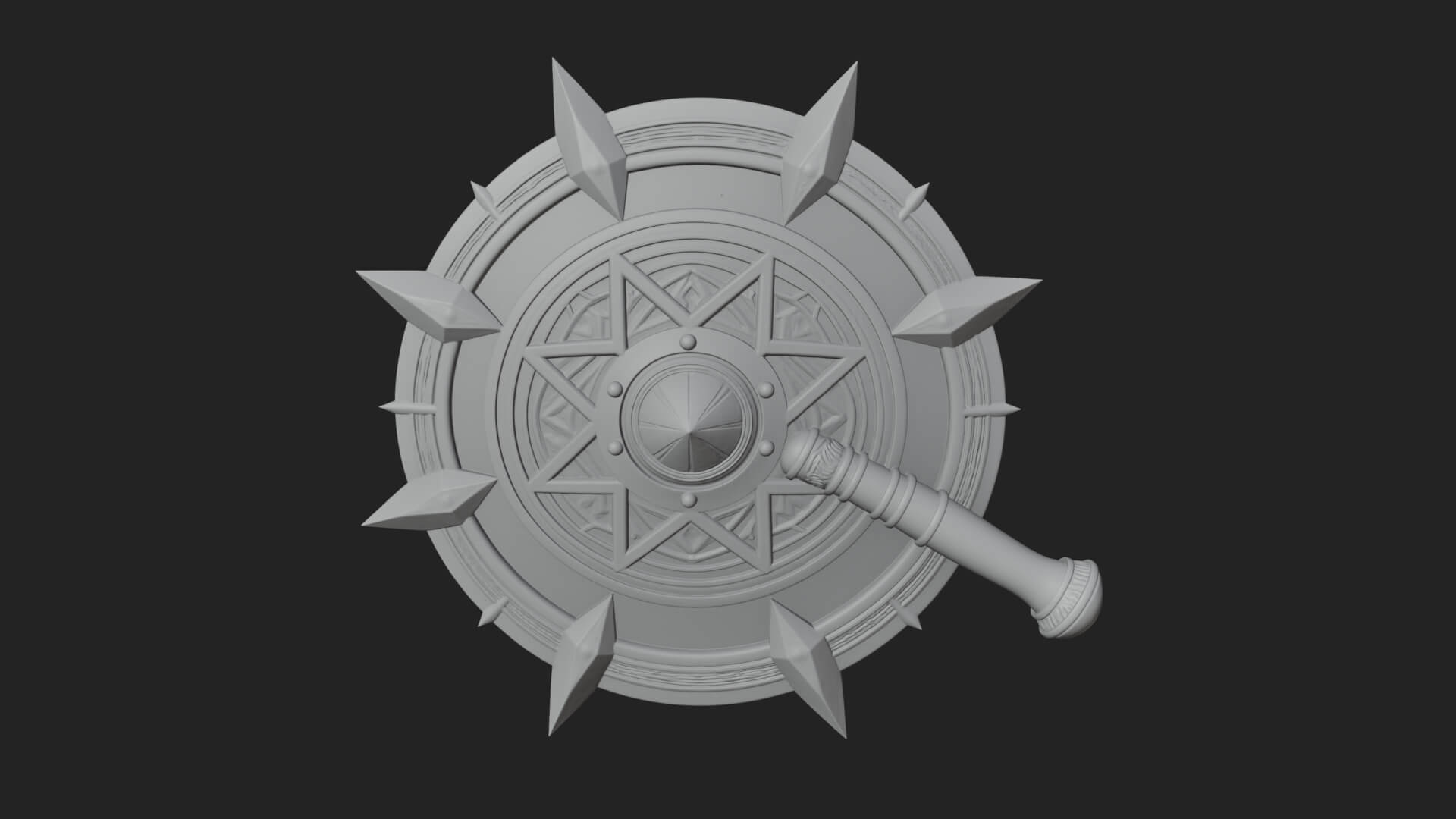 Rune Star Spiked Shield Model Design 2 3D Print Model 3D Model
