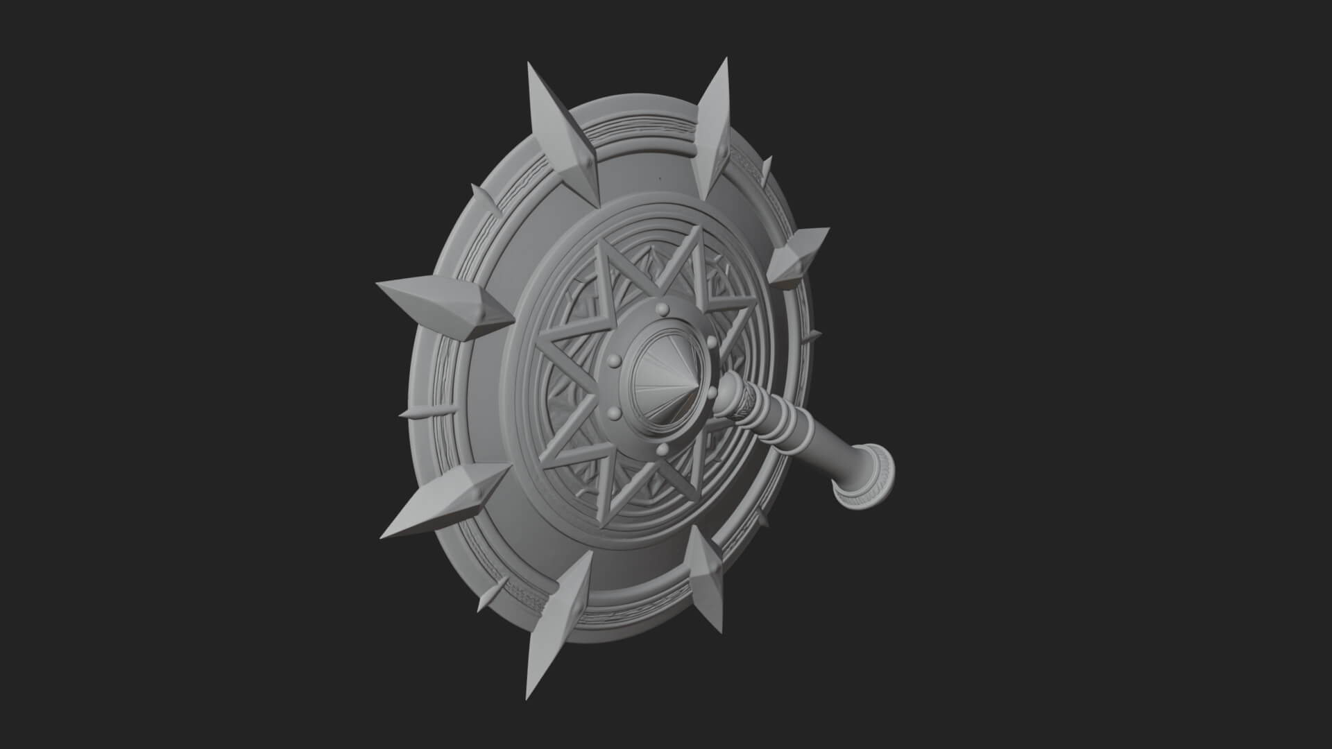 Rune Star Spiked Shield Model Design 2 3D Print Model 3D Model