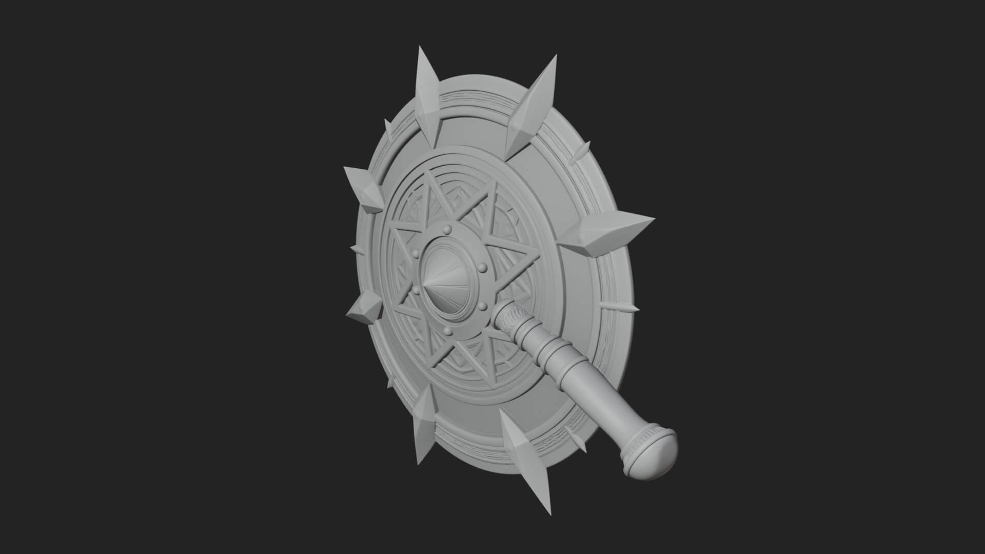 Rune Star Spiked Shield Model Design 2 3D Print Model 3D Model