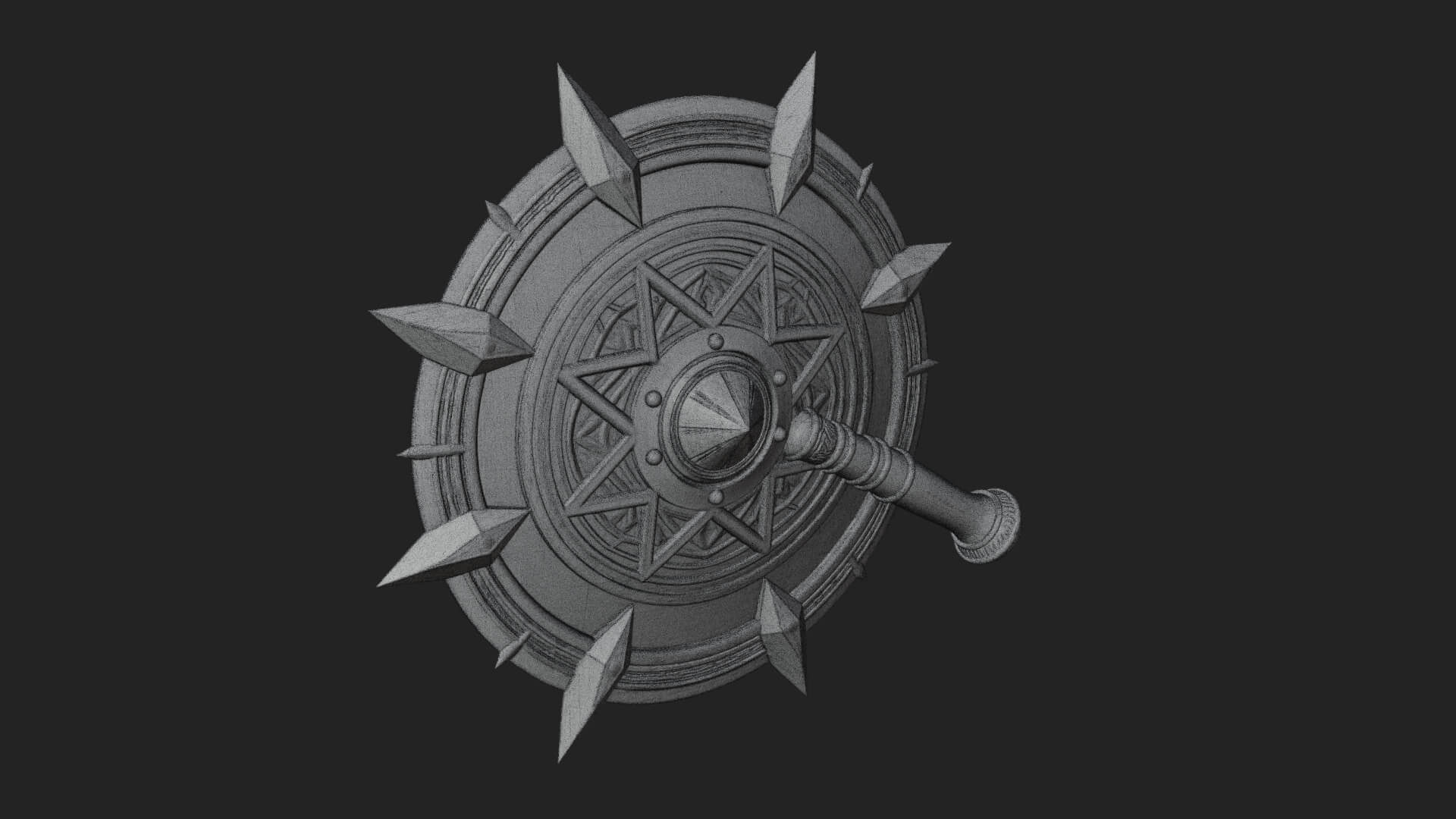 Rune Star Spiked Shield Model Design 2 3D Print Model 3D Model