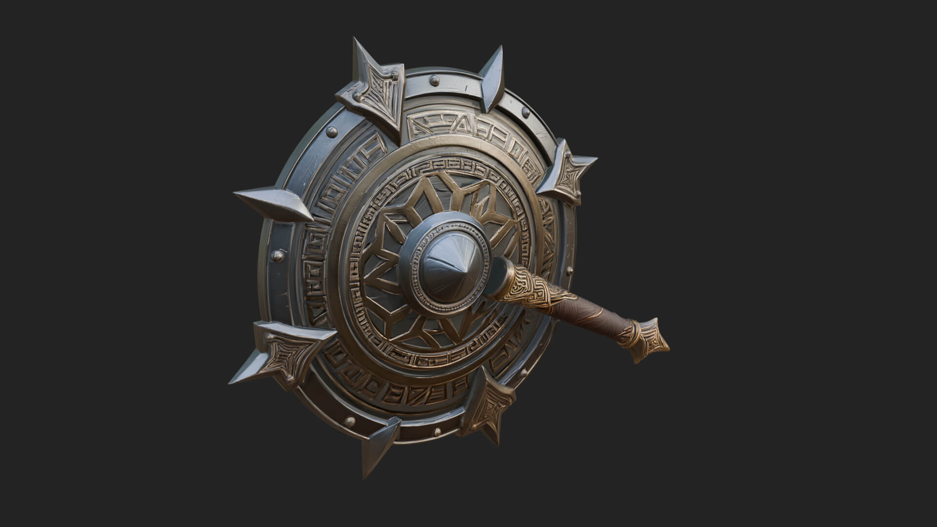Rune Star Spiked Shield Model Design 3 3D Print Model 3D Model