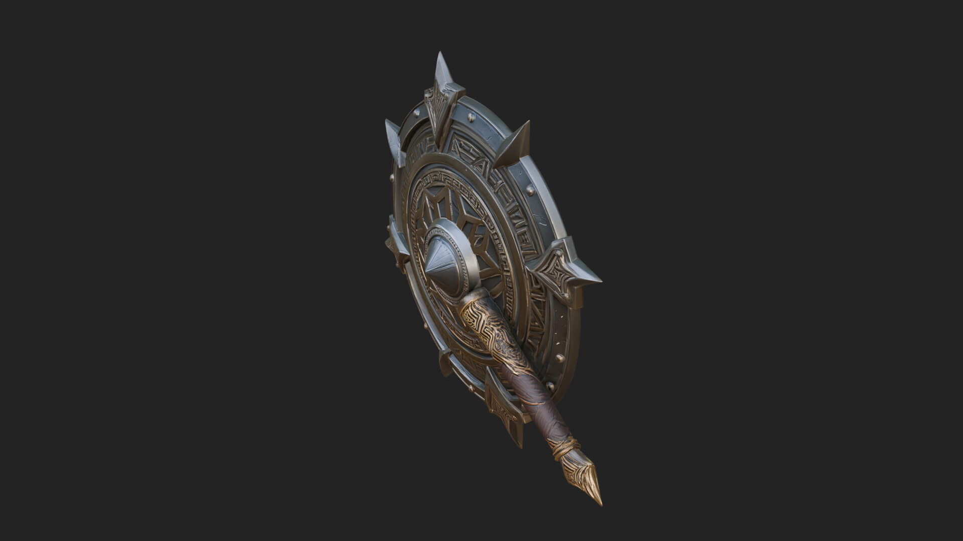 Rune Star Spiked Shield Model Design 3 3D Print Model 3D Model