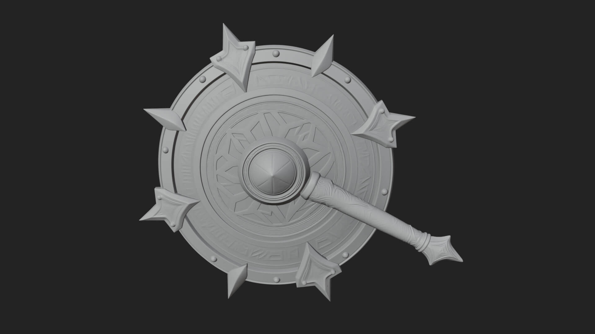 Rune Star Spiked Shield Model Design 3 3D Print Model 3D Model