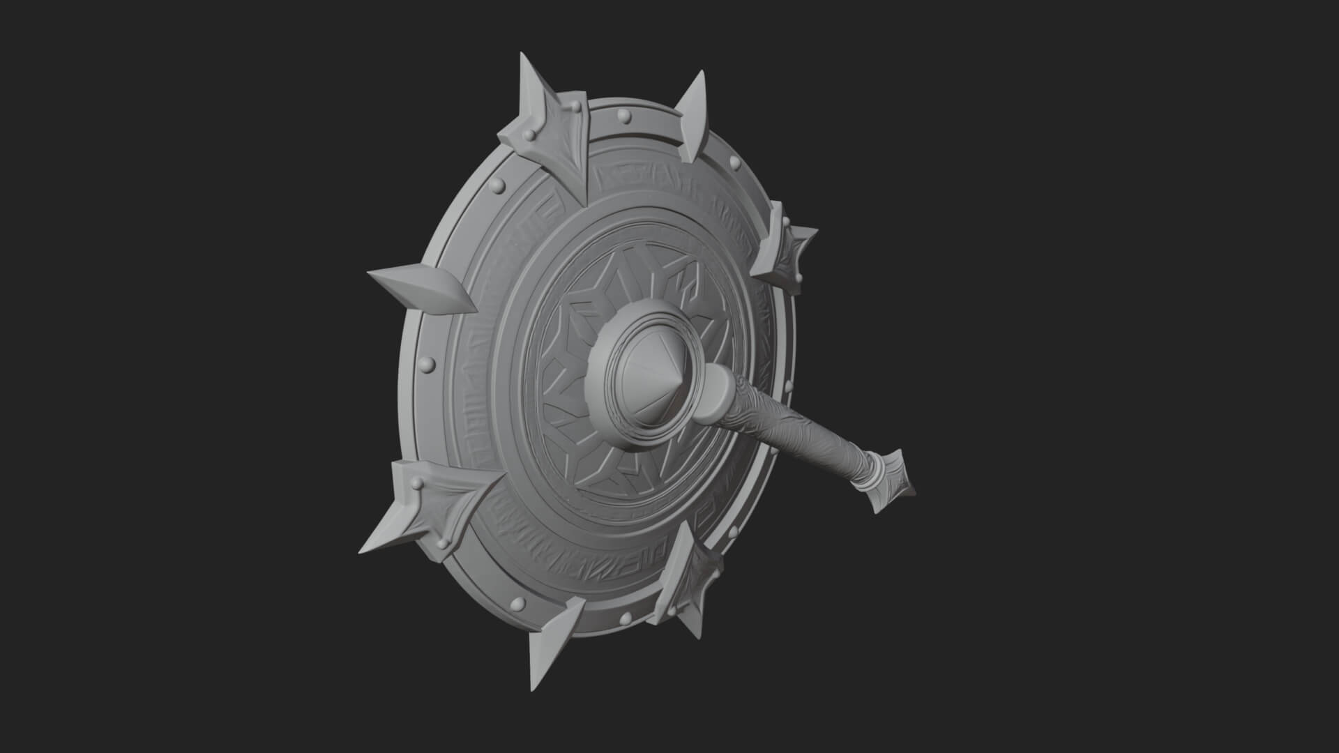 Rune Star Spiked Shield Model Design 3 3D Print Model 3D Model