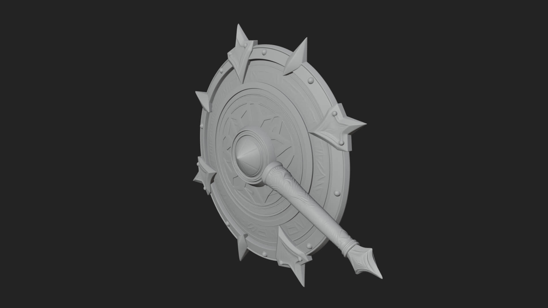 Rune Star Spiked Shield Model Design 3 3D Print Model 3D Model