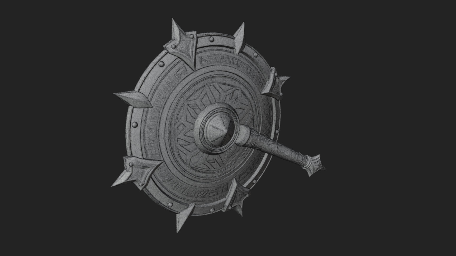 Rune Star Spiked Shield Model Design 3 3D Print Model 3D Model