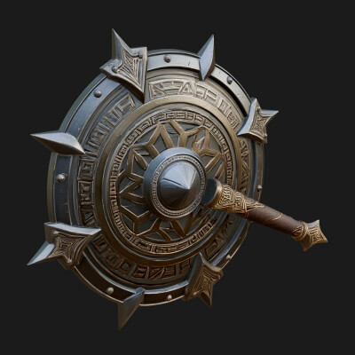 Rune Star Spiked Shield Model Design 3 3D Print Model