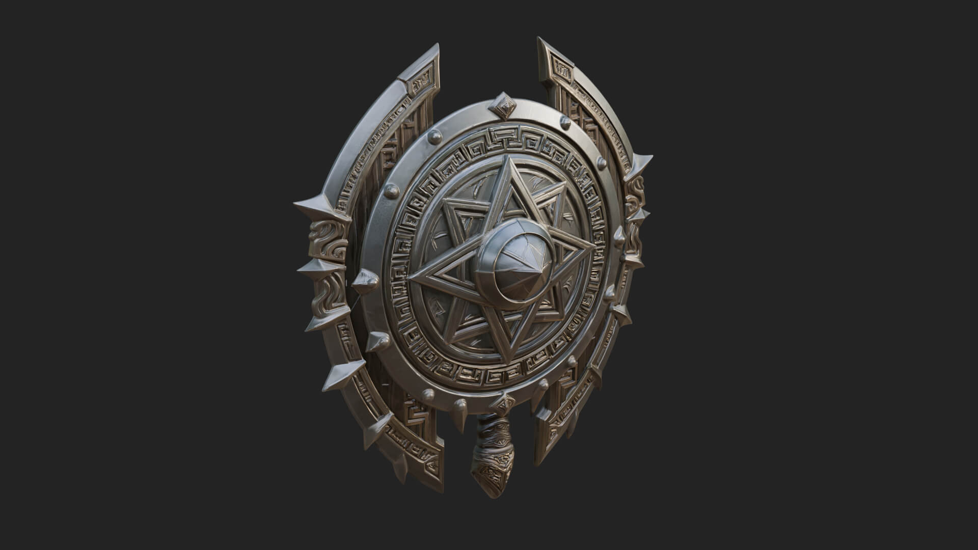 Rune Star Spiked Shield Model Design 4 3D Print Model 3D Model