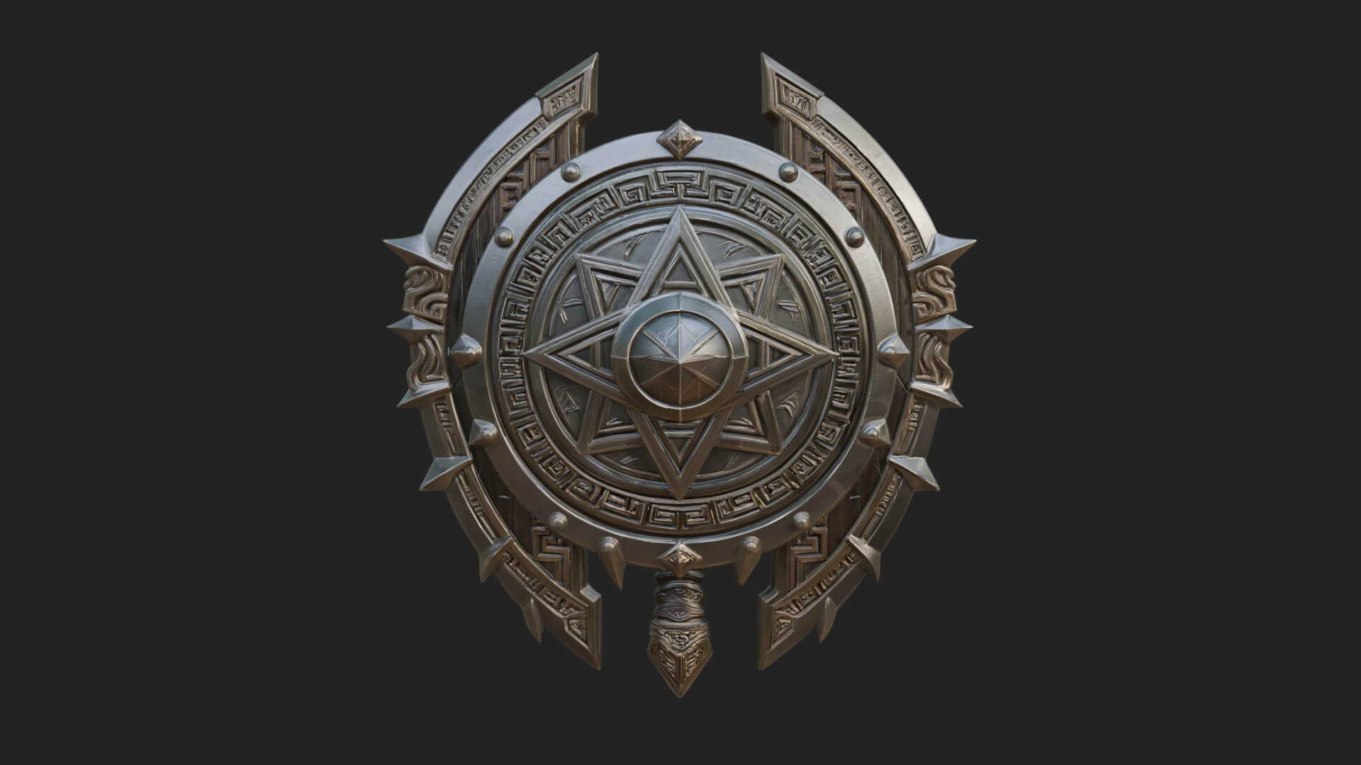 Rune Star Spiked Shield Model Design 4 3D Print Model 3D Model