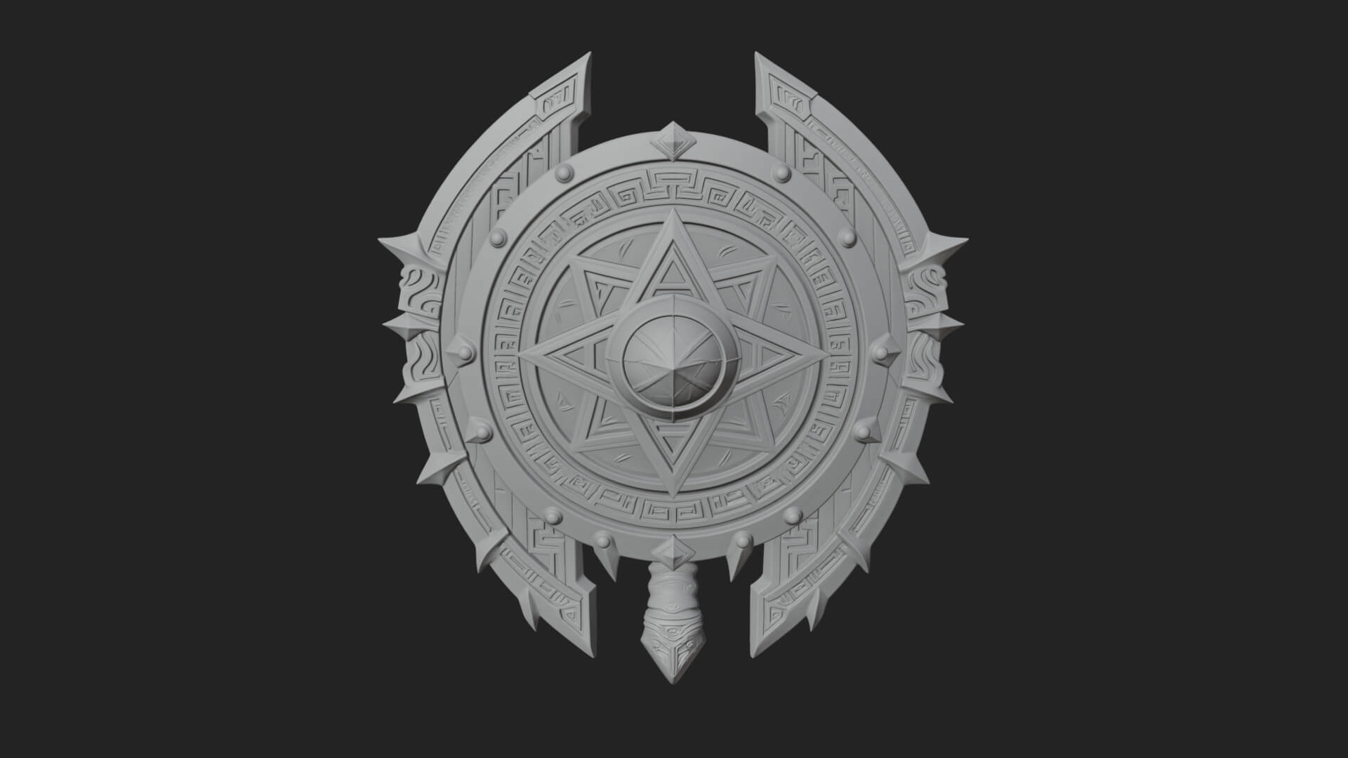Rune Star Spiked Shield Model Design 4 3D Print Model 3D Model