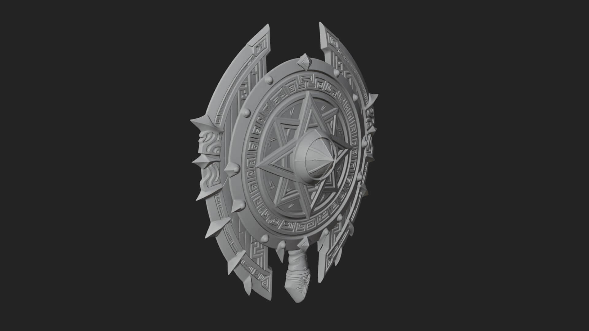Rune Star Spiked Shield Model Design 4 3D Print Model 3D Model