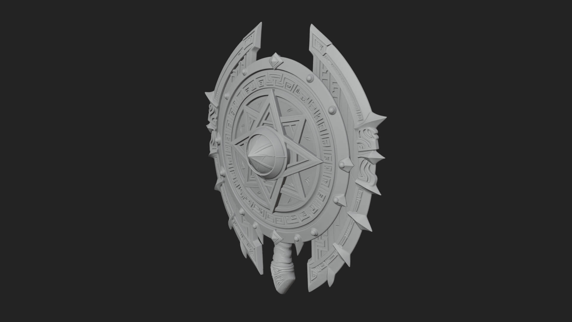 Rune Star Spiked Shield Model Design 4 3D Print Model 3D Model