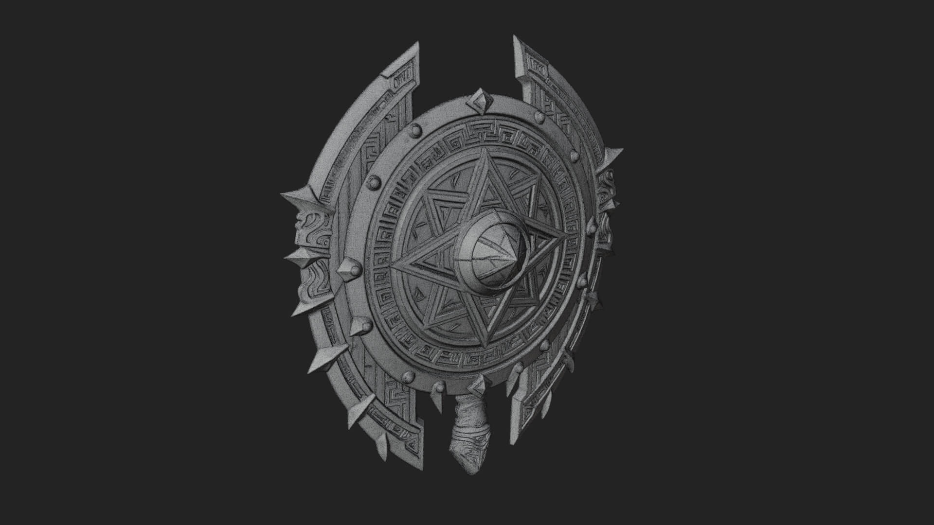 Rune Star Spiked Shield Model Design 4 3D Print Model 3D Model