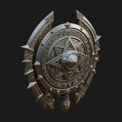Rune Star Spiked Shield Model Design 4 3D Print Model