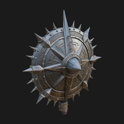 Rune Star Spiked Shield Model Design 5 3D Print Model